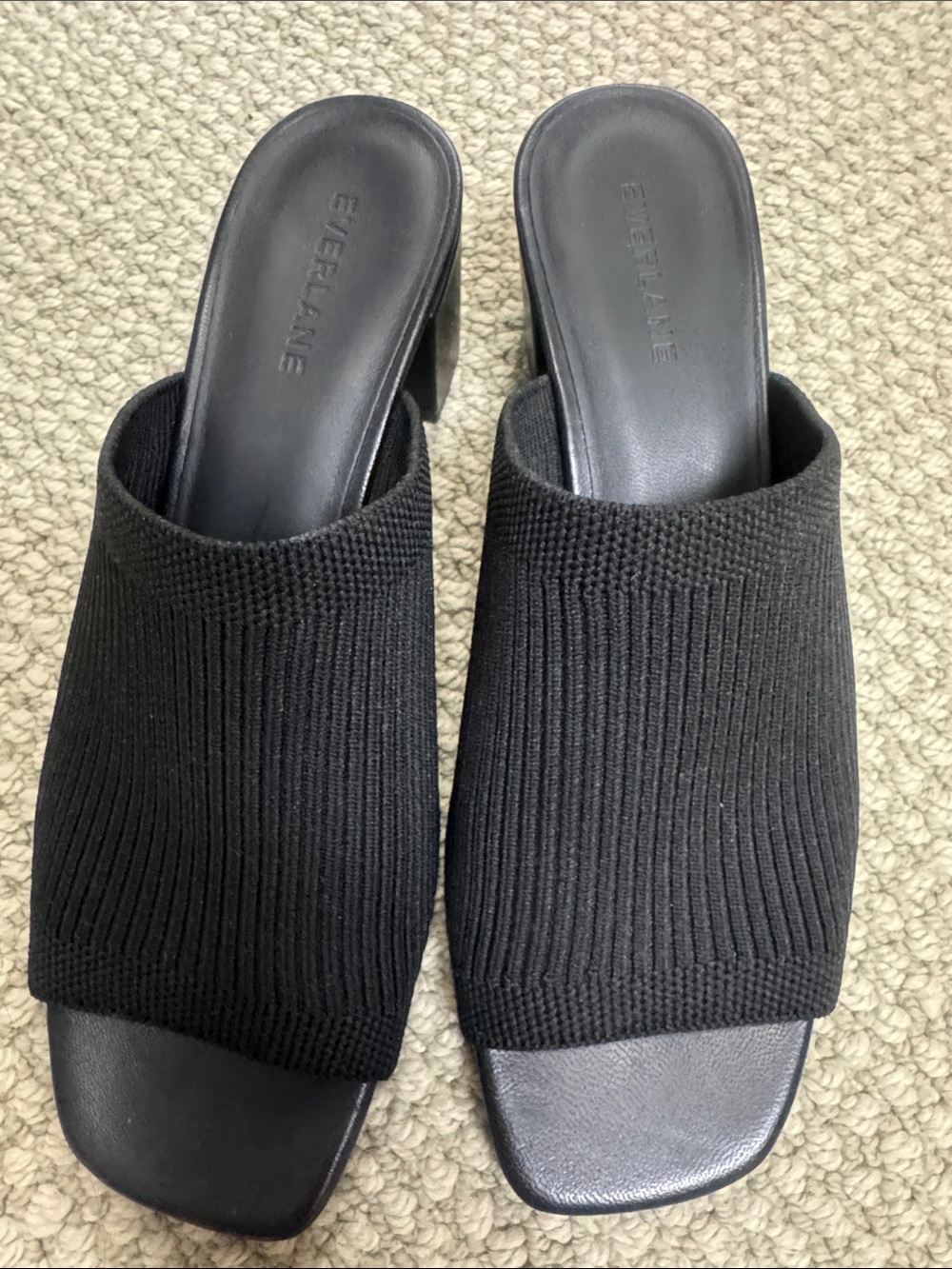 Everlane Black Knit Mule Slides size 8.5